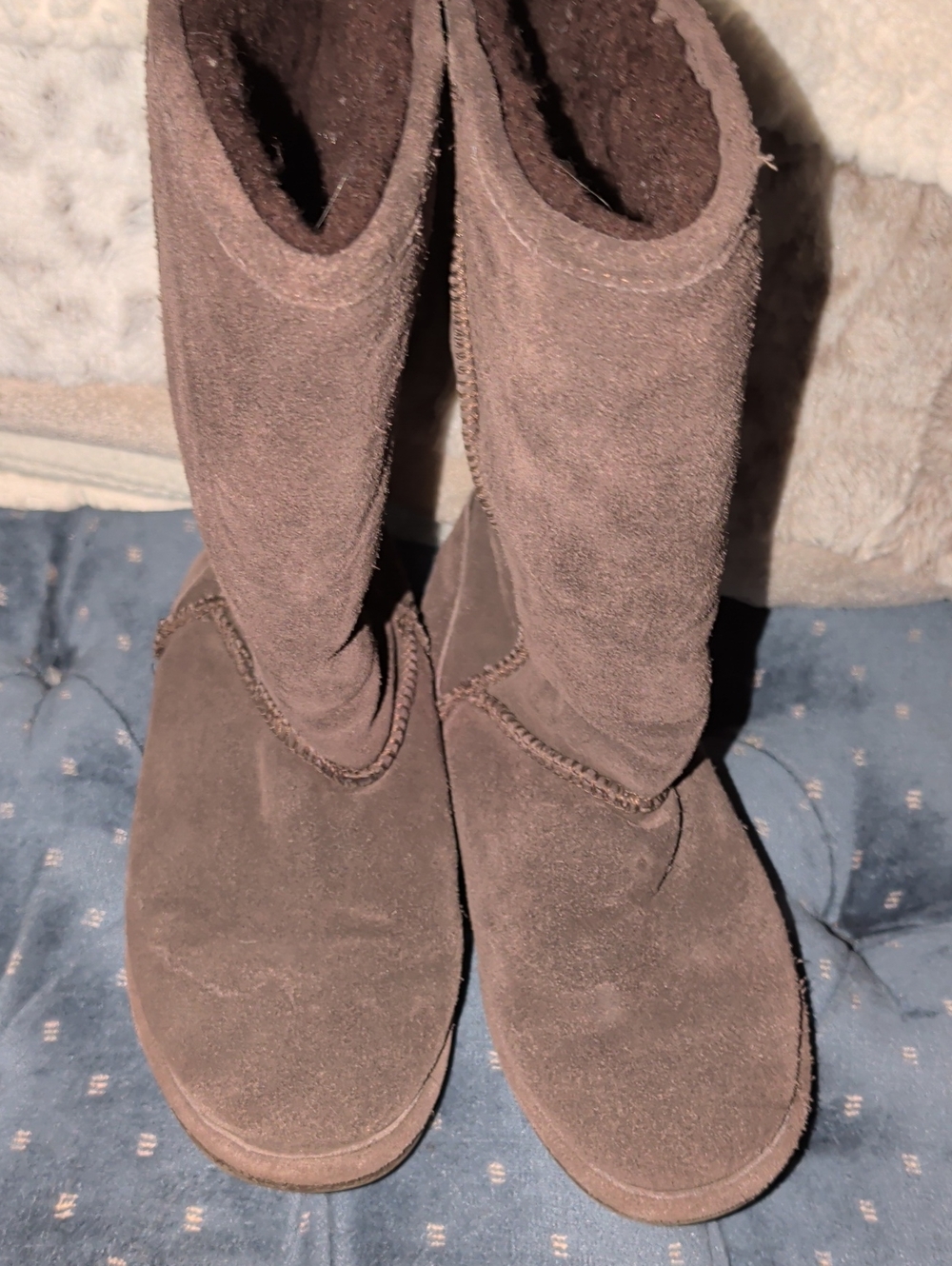 BearPaw Brown Suede Mid-Calf Heeled Boots